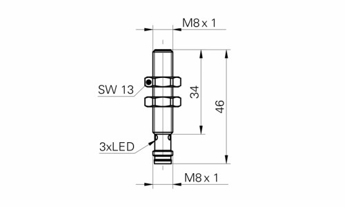 IFRM 08P17A1/S35L 接近開關傳感器的尺寸圖